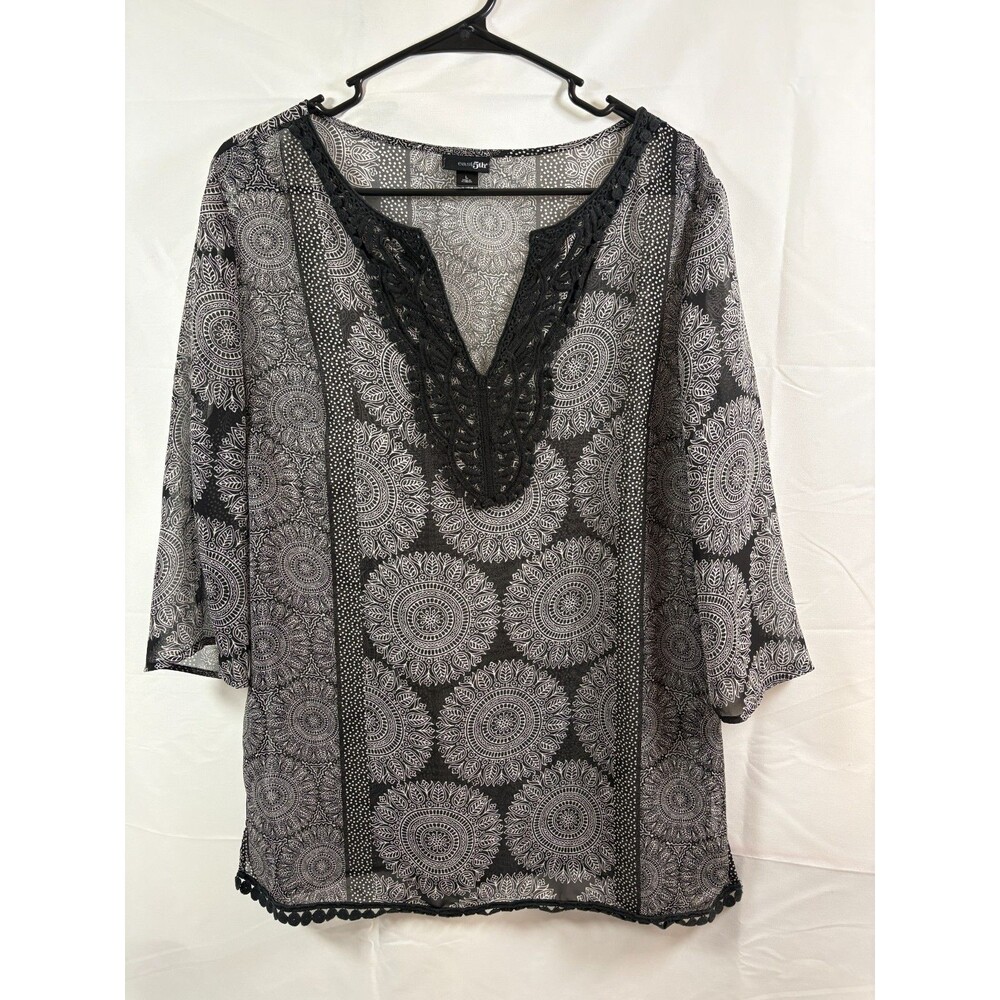 Women's EAST 5TH Sheer Long Blouse - Size Large